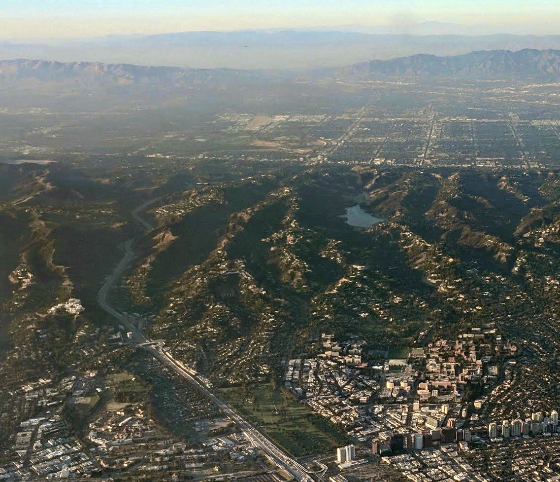 Bel Air and Stone Canyon Reservoir from above